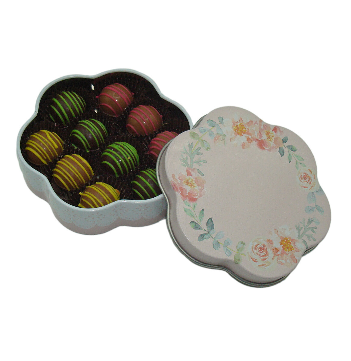 Blumendose mit Nougattrüffel