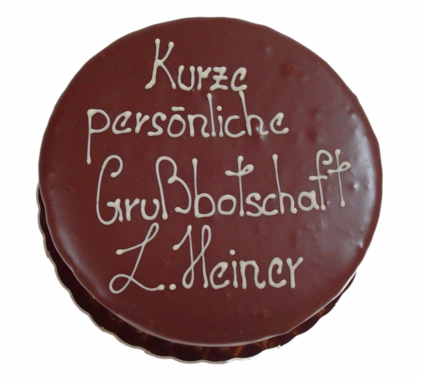 Aufschrift auf Sachertorte