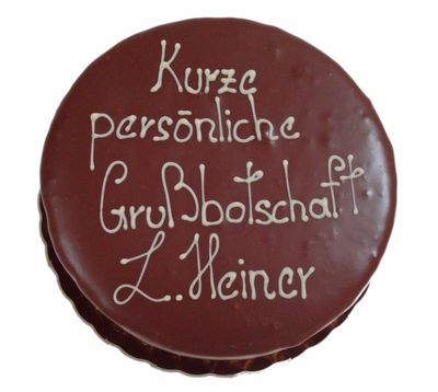 Aufschrift auf Sachertorte