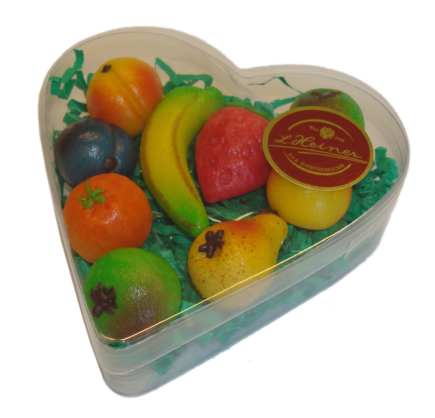 Marzipan Früchte Herz (72g) – Liebevoll gefertigte Marzipankunst aus Wien