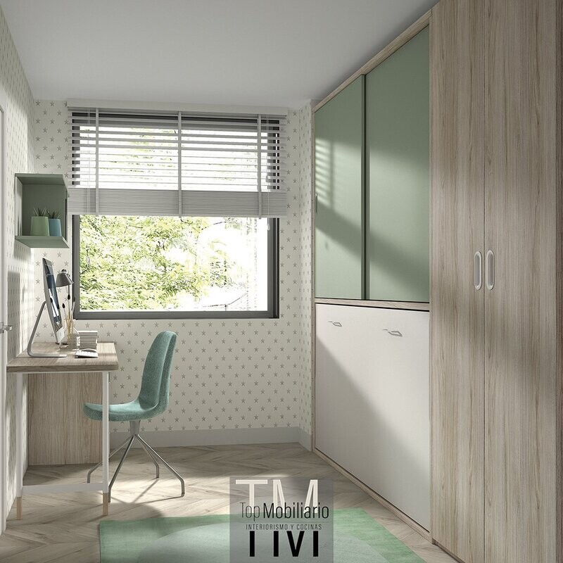 Cama Abatible con armarios y mesa estudio