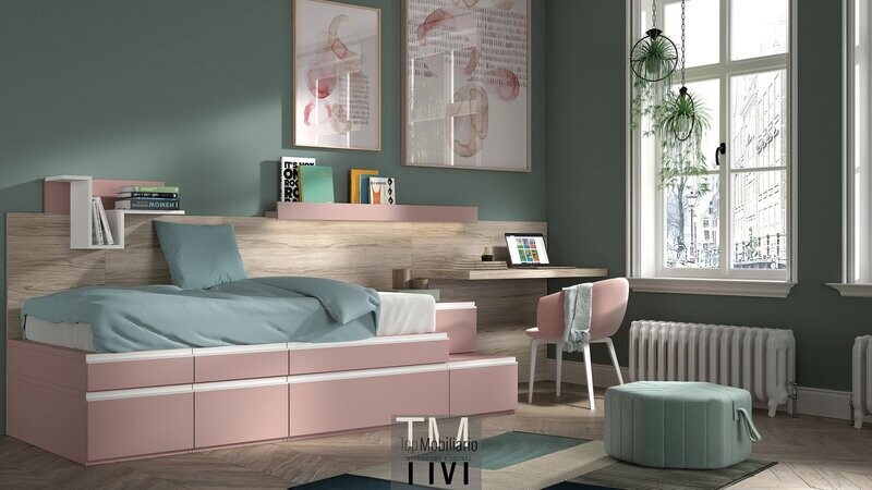 Cama block cajones con tirador lineal