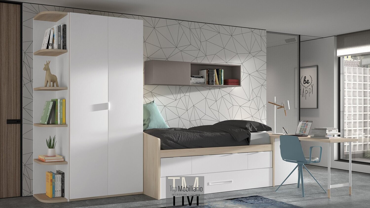CAma compacta cajones y arrastre con estudio