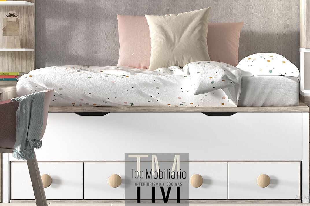 Cama compacta con los colchones con la misma alto 64R LOWCOST