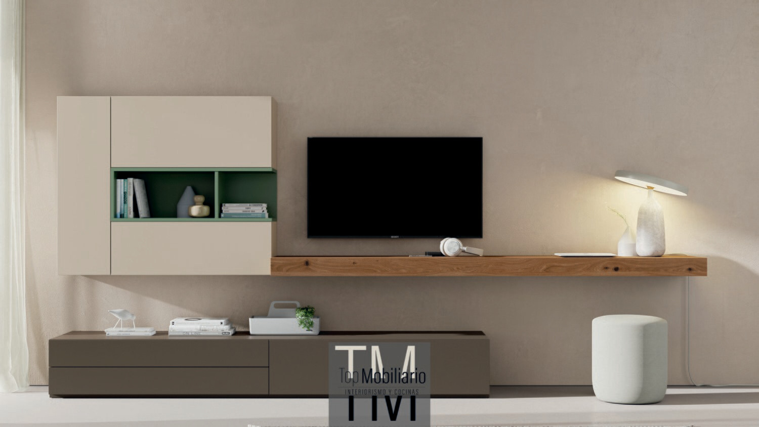 Composición de mueble de TV con estante volado para TV