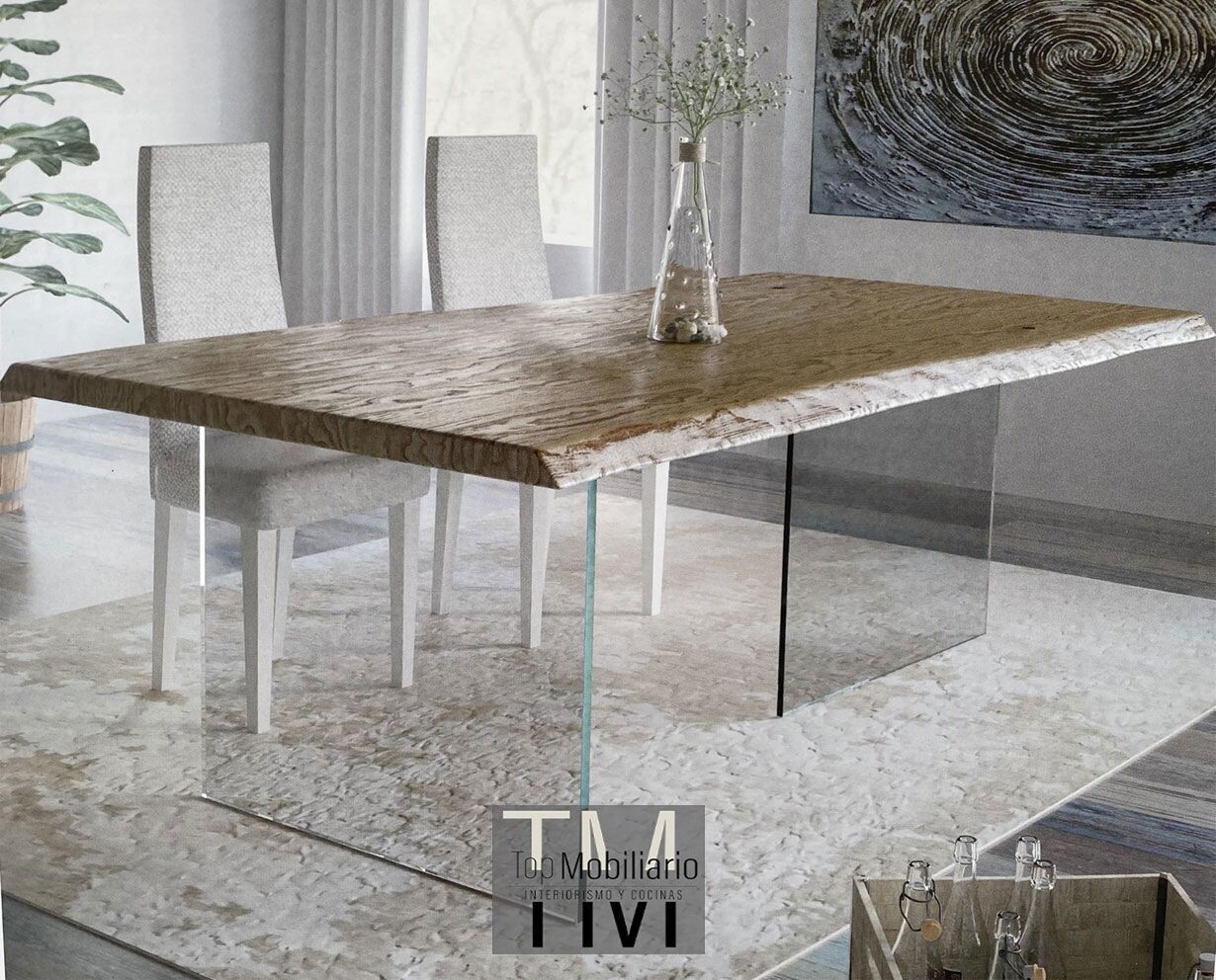 Mesa de comedor con pata de cristal modelo glass