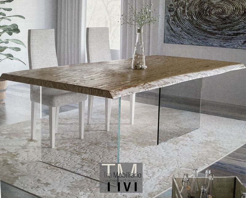 Mesa de comedor con pata de cristal modelo glass