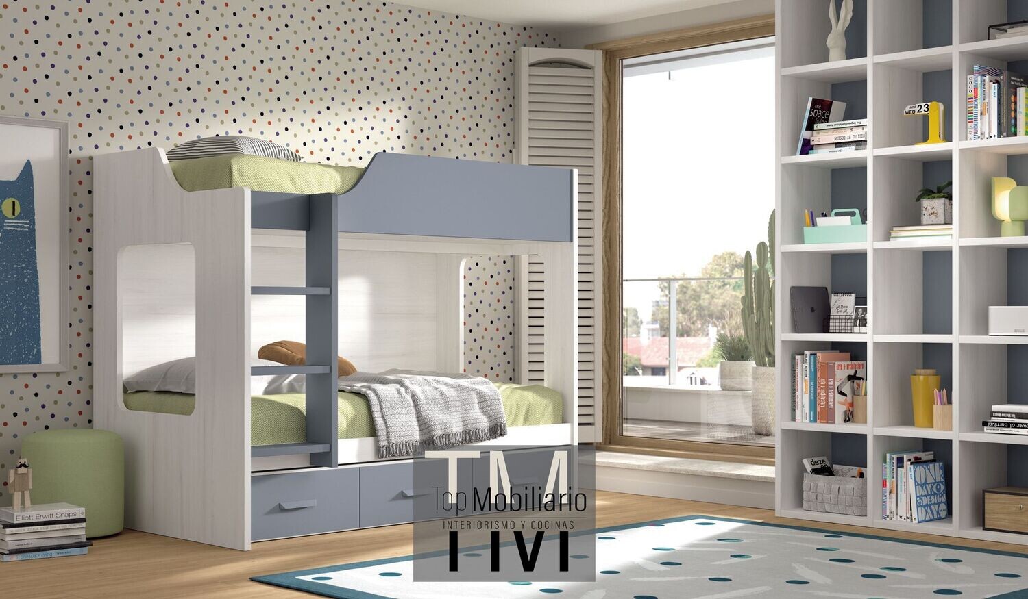 Composición litera con librería