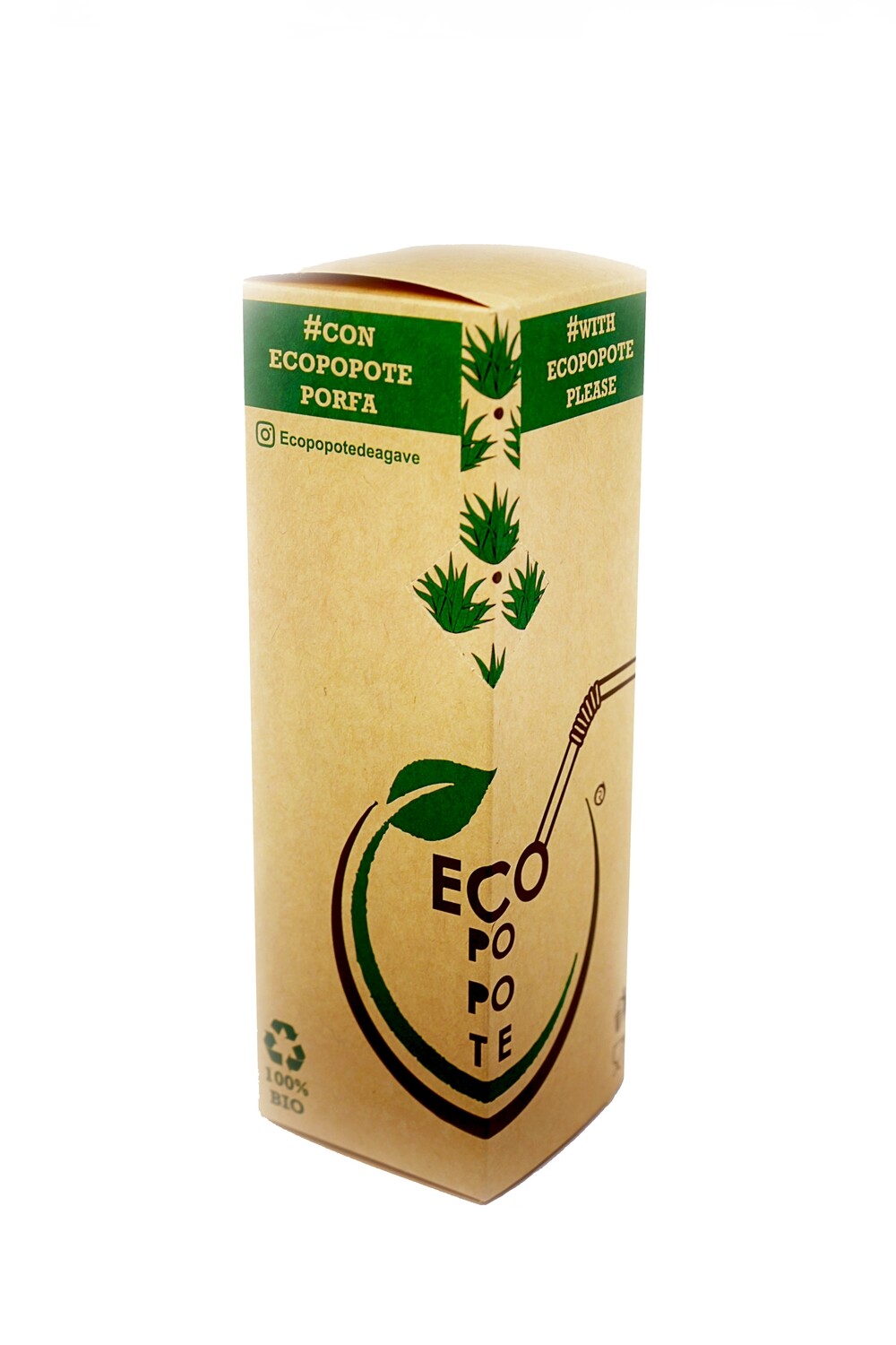 Pajitas de Agave Ecopopote 25 cm · 160 uds por caja · Pack 3 cajas