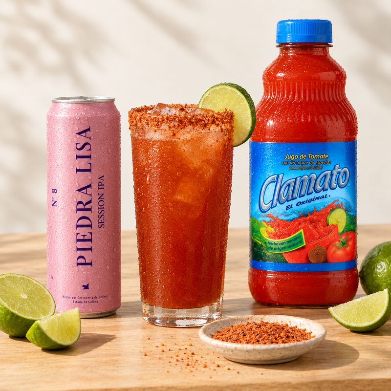 Pack Michelada: 6 latas Piedra Lisa + Clamato 946 ml