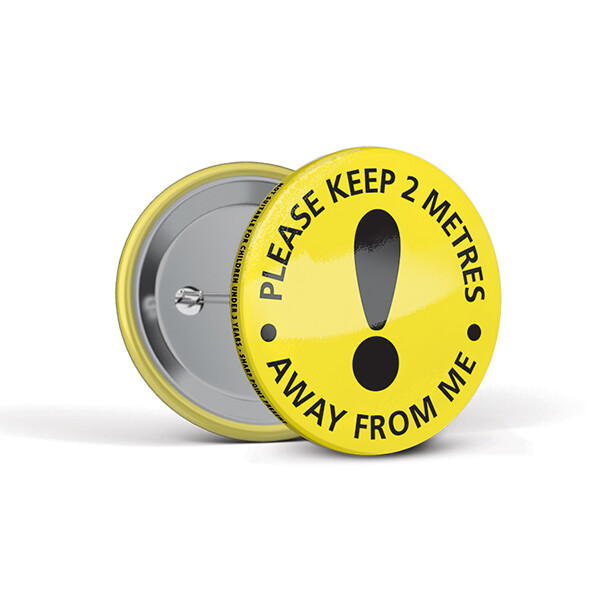 55mm Social Distancing Button Badges Caution 55mm Social Distancing Button Badges Caution