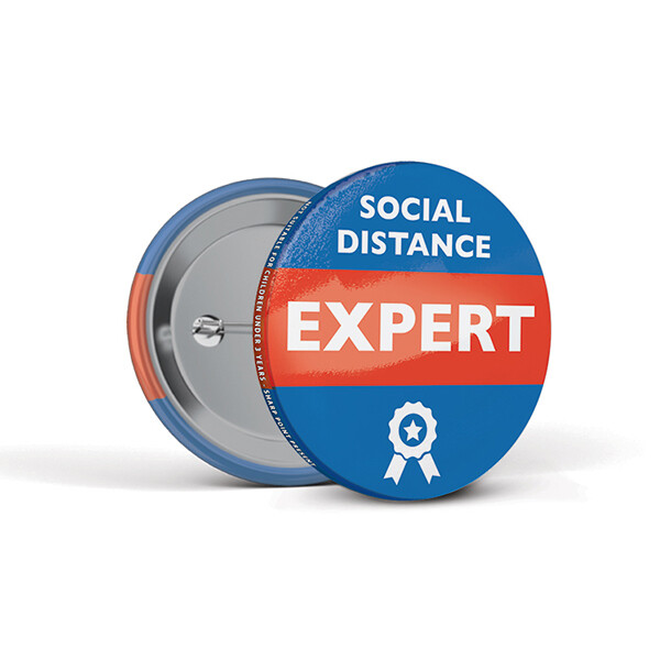55mm Social Distancing Button Badges Expert 55mm Social Distancing Button Badges Expert