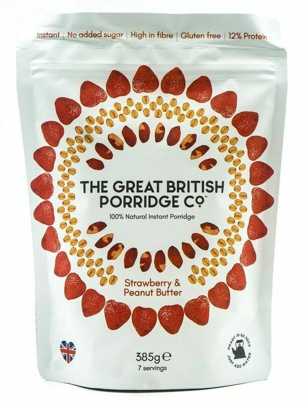Porridge Erdbeeren und Erdnussbutter