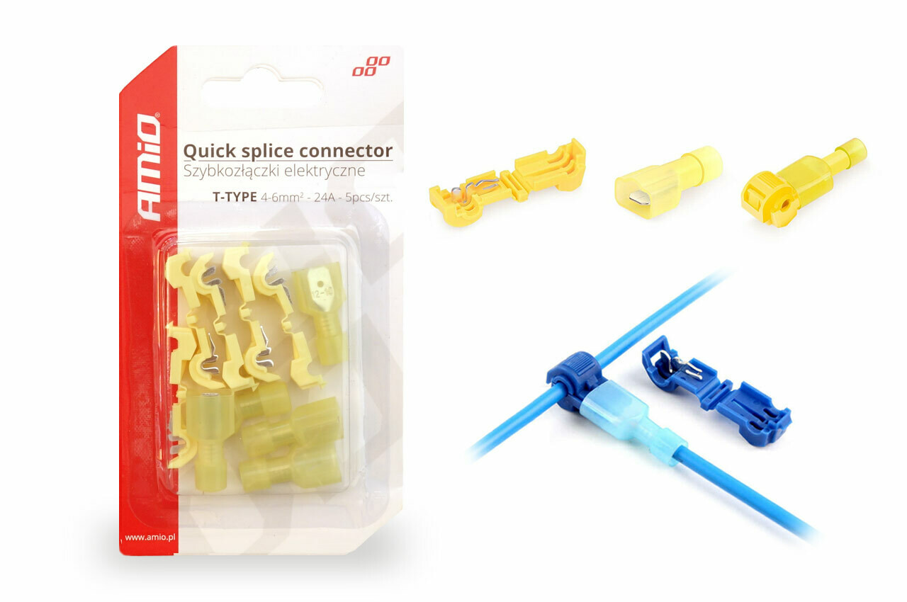 T-Type Quick Connect Connector 04-6mm2 24A 5pcs blister