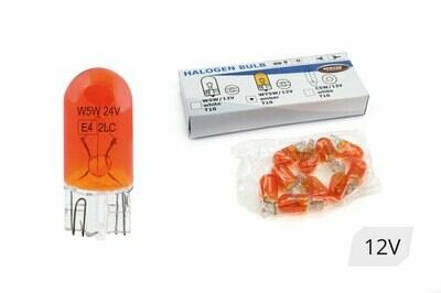 Halogen bulbs WY5W T10 5W W2.1x9.5d AMBER 12V 10szt.