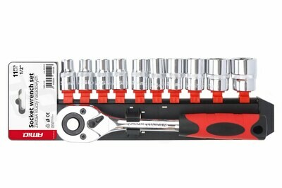 Metric Ratchet Wrench Socket Repair Tool Set 11pcs (1/2&quot; 10-24mm