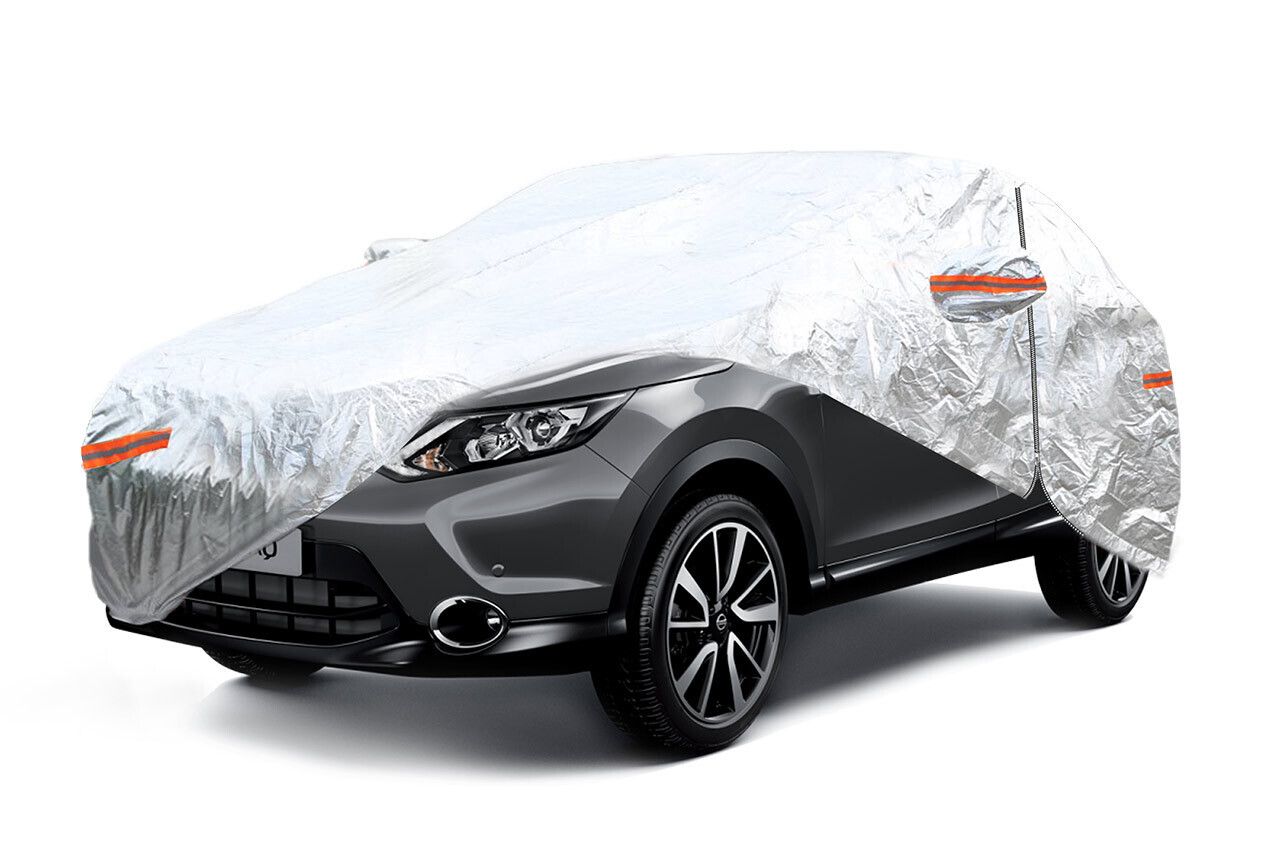 ALUMINIUM CAR COVER with ZIP, REFLECTIVE, 120g + cotton,Silver, size: SUV/VAN L