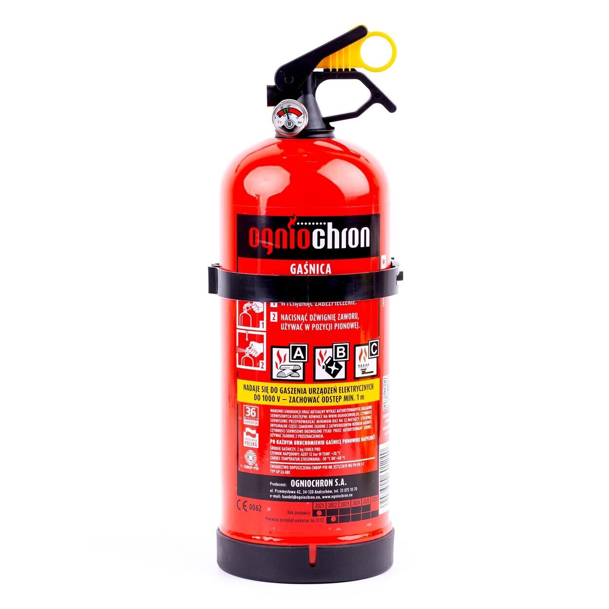 Powder fire extinguishers ABC with presure gauge and wall fixing