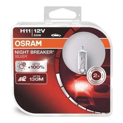 Halogen Bulb Osram H11 12V 55W PGJ19-2 NIGHT BREAKER SILVER+100% /2pcs