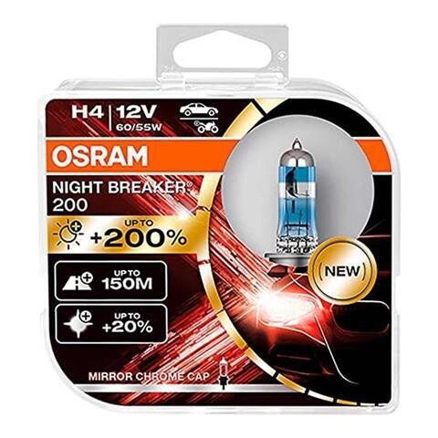Halogen Bulb Osram H4 12V 60/55W P43t NIGHT BREAKER 200 /2 pcs