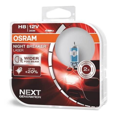 Halogen Bulb Osram H8 12V 35W PGJ19-1 NIGHT BREAKER LASER +150% /2pcs