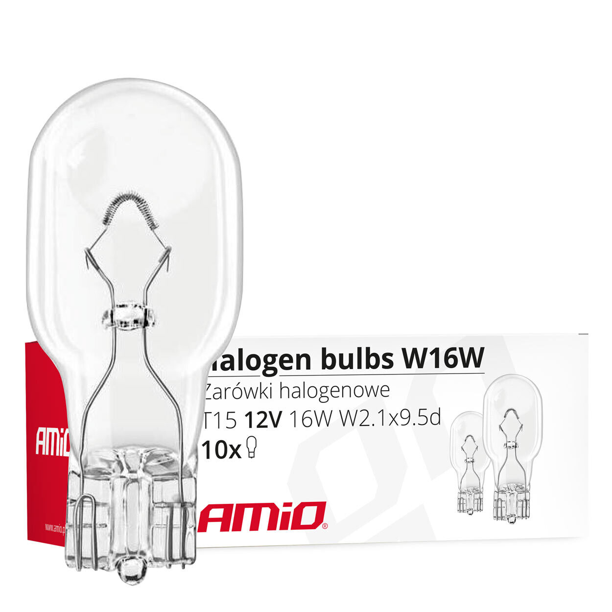 Halogen bulbs W16W T15 16W W2.1x9.5d 12V 10pcs