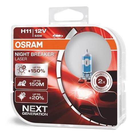 Halogen Bulbs Osram H11 12V 55W PGJ19-2 NIGHT BREAKER LASER +150% /2 pcs
