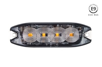 Slim Amber Grill Mount Flash Light 4x3W LED R65 R10 12/24V IP67