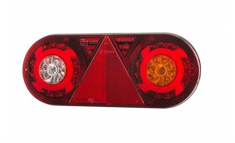 Rear light combined with triangular reflector HOR 105, STELLA, LED 12/24 V, RIGHT (6-function, round cable 6x0.5 mm2, length 2 m)