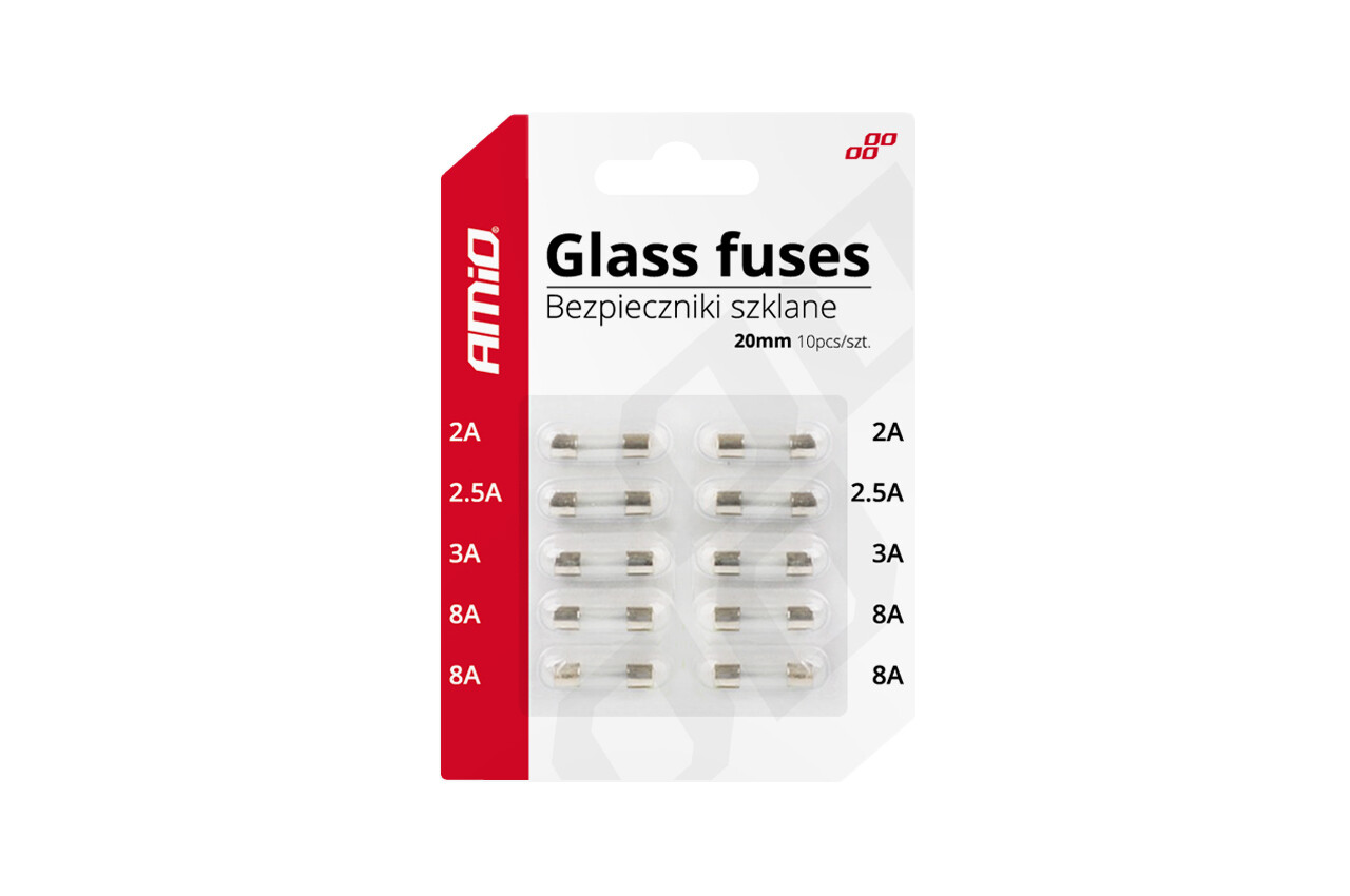 Glass fuses mini (20mm) 10 pcs