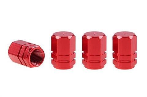 Aluminium valve cap red 4 pcs