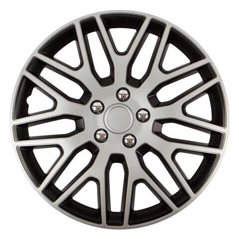 Hubcap DAKAR NC 17&quot; SILVER&amp;BLACK with chrome nuts