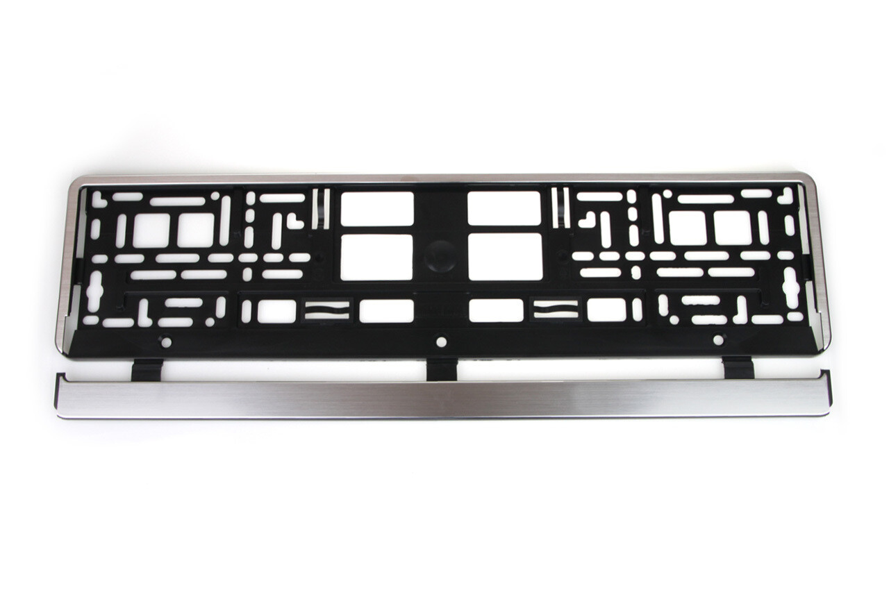 License Plate Frame - silver brush