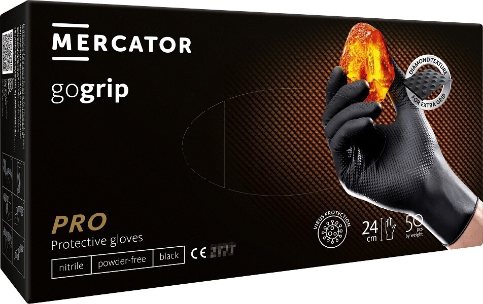 Nitrile gloves GoGrip black size M (7-8), 50 pcs
