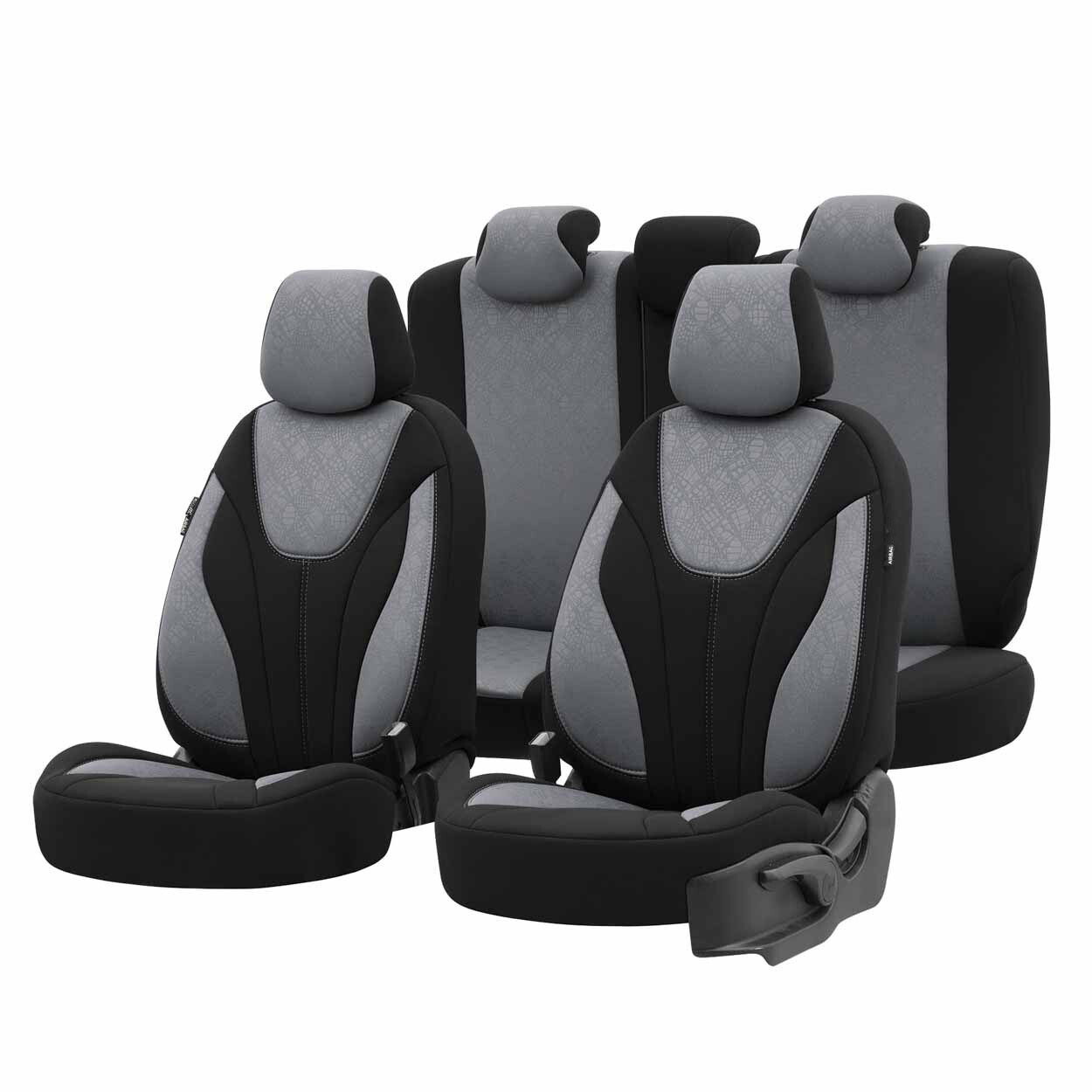 Car seat covers set OTOM RUBY 1202 GREY/BLACK 3-ZIP