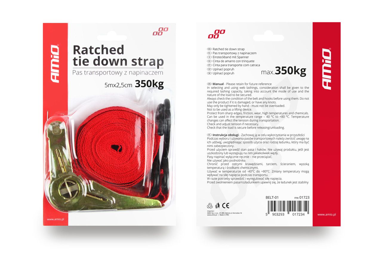 Fastening strap with Ratchet 350kg 25mm 5m BELT-01