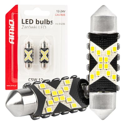 Pirnid LED CANBUS Festoon C5W 12SMD 2016 36mm White 12V/24V