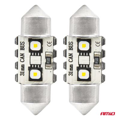 LED CANBUS Festoon C5W 2SMD 3838 31mm White 12V/24V