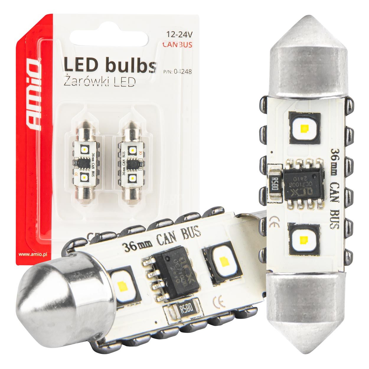 Pirnid LED CANBUS Festoon C5W 2SMD 3838 36mm White 12V/24V