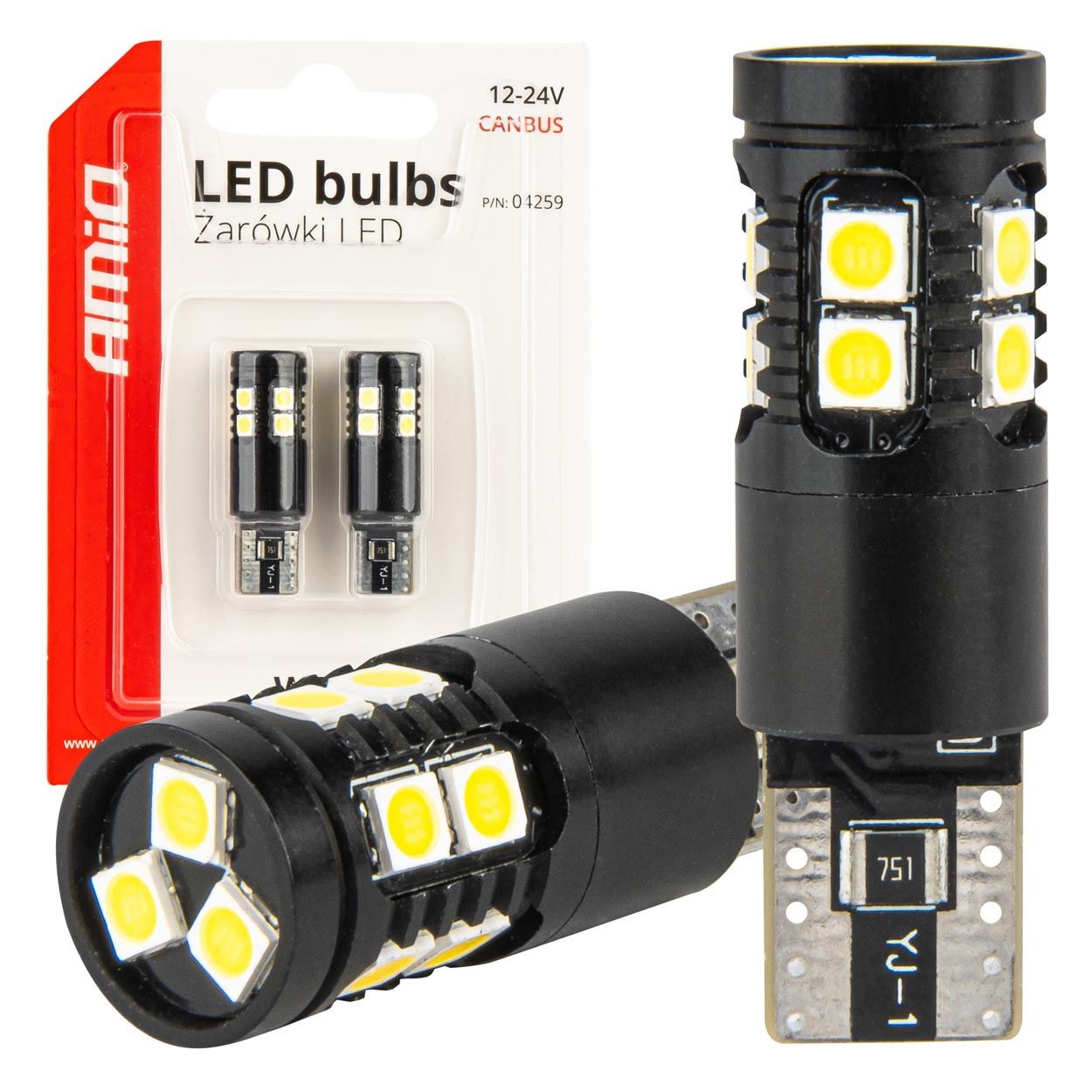 Pirnid LED CANBUS T10 W5W 13SMD 3030 White 12V/24V