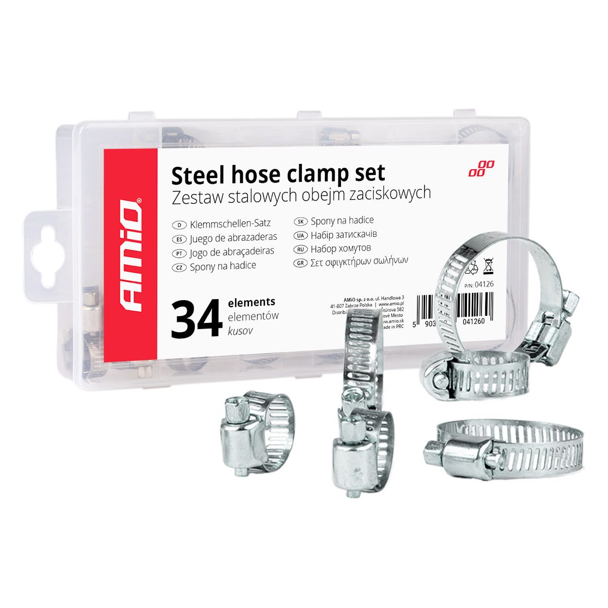 Steel screw clamps set 34pcs AMIO-04126