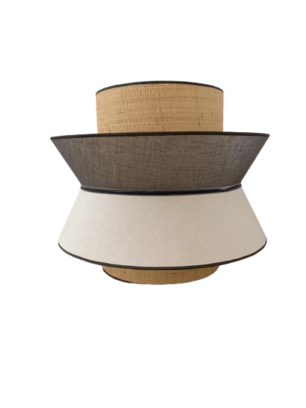 Pantalla Colgante. Color gris y blanco.