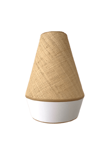Pantalla Colgante. Color rafia y blanco.