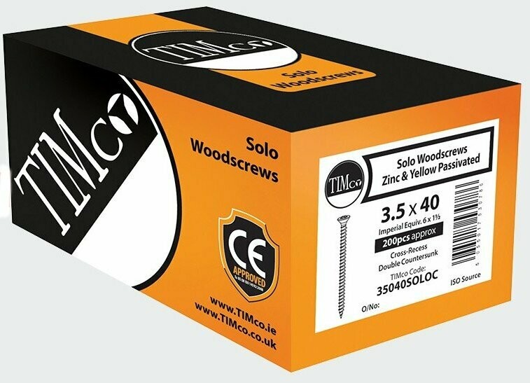 Timco Solo Woodscrew Zinc & Yellow Passivated Timco Solo Woodscrew Zinc & Yellow Passivated