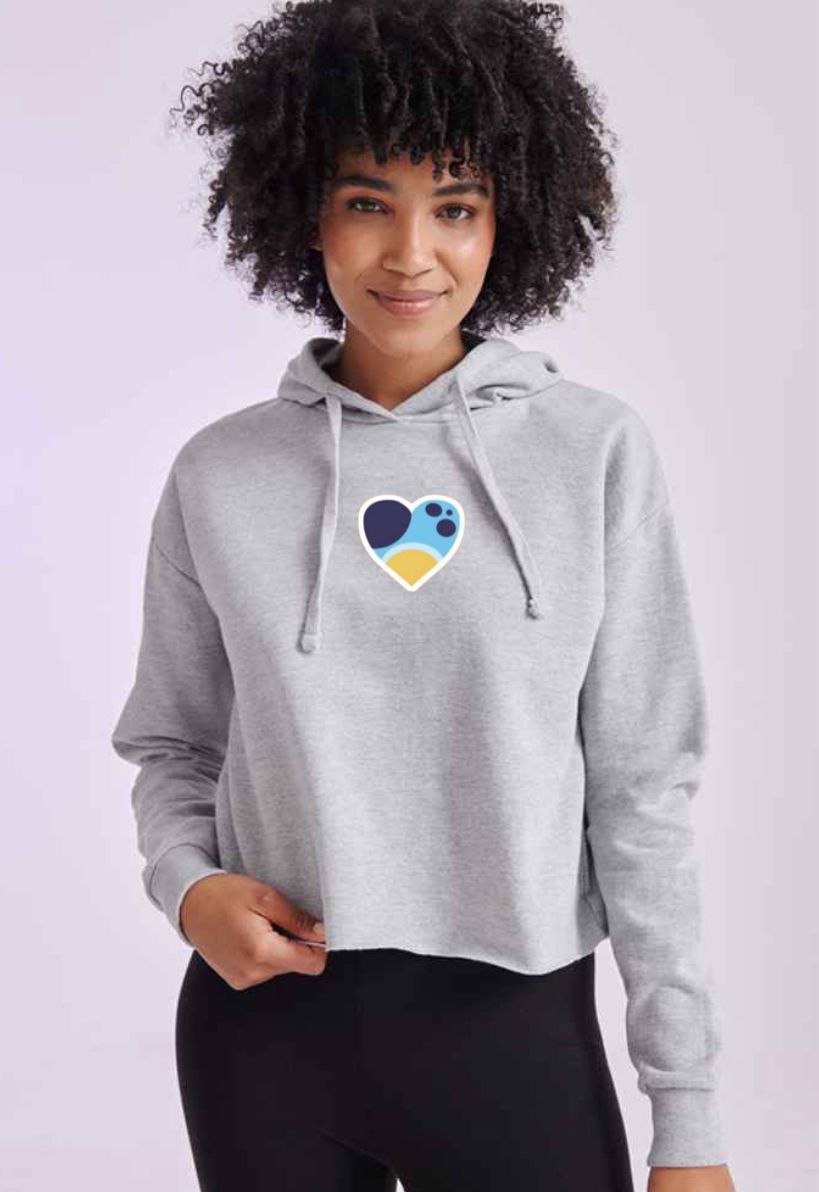 Blue Heart Cropped Hoodie