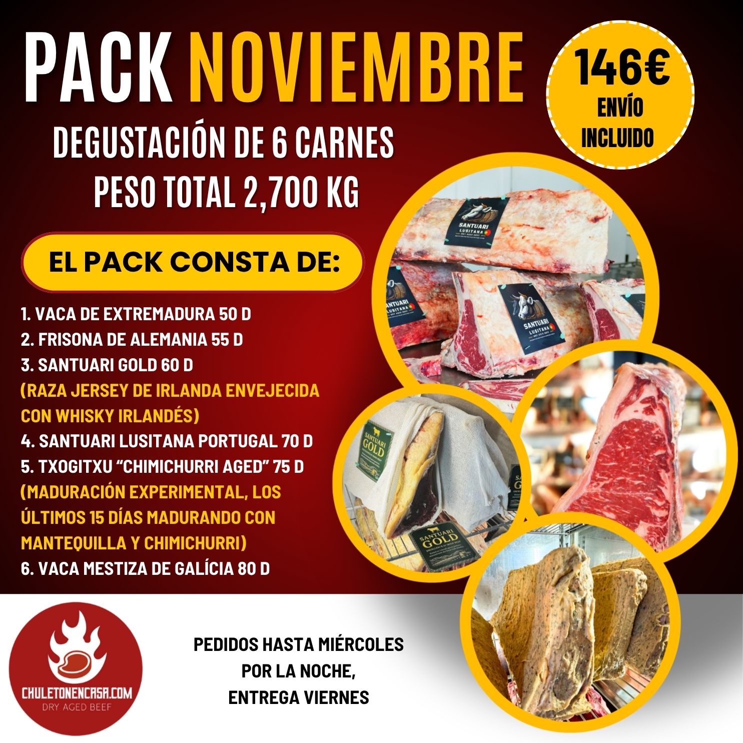 PACK NOVIEMBRE: 6 CARNES ENVÍO INCLUIDO
