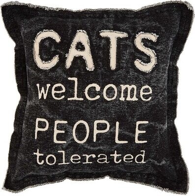 Cat Welcome Canvas Pillow