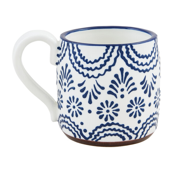 Wavy Line Blue Floral Mug