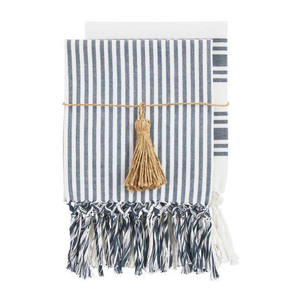 Striped Blue Turkish Towel Set