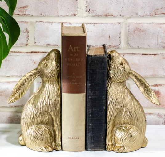 Gold Bunny Book Ends